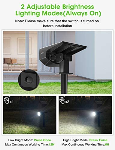 LITOM 12 LEDs Solar Landscape Spotlights, IP67 Waterproof Solar Powered Wall Lights 2-in-1 Wireless Outdoor Solar Landscaping Light for Yard Garden Driveway Porch Walkway Pool Patio (Cold White)