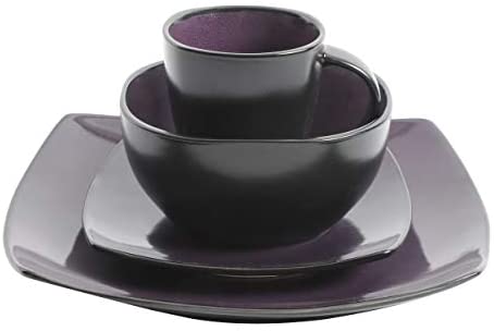 Gibson Soho Lounge Dinnerware set, Square, Purple