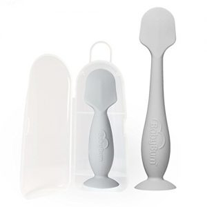 Baby Bum Brush, Original Diaper Rash Cream Applicator, Soft Flexible Silicone Brush, Unique Gift + Mini Diaper Rash Cream Applicator with Travel Case, (Gray + Gray)