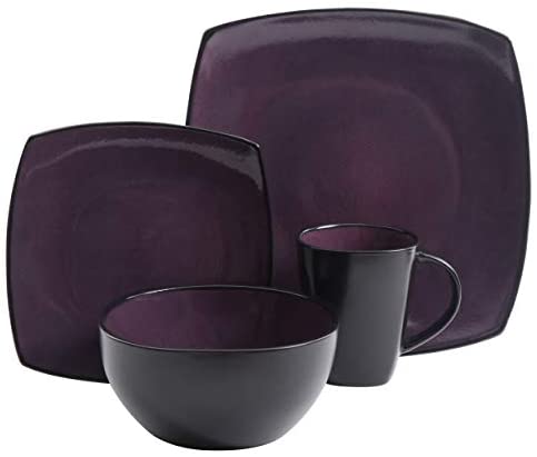 Gibson Soho Lounge Dinnerware set, Square, Purple