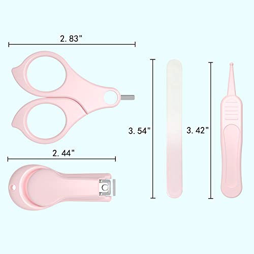 YIVEKO Baby Nail Kit, 4-in-1 Baby Nail Care Set with Cute Case, Baby Nail Clipper, Scissors, Nail File & Tweezers, Baby Manicure Kit and Pedicure kit for Newborn, Infant, Toddler, Kids-Owl Pink