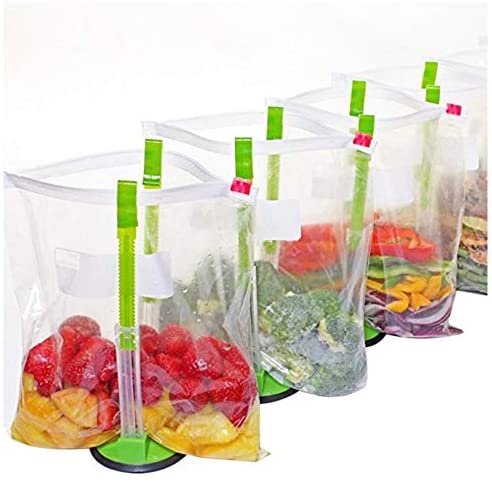 Baggy Rack -Sandwich Bag Racks Holder,Food Storage Bags Clip,- Ideal Plastic Kitchen Gadget, No Hassle Cooking Solutions (6pcs)
