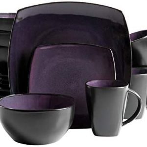 Gibson Soho Lounge Dinnerware set, Square, Purple
