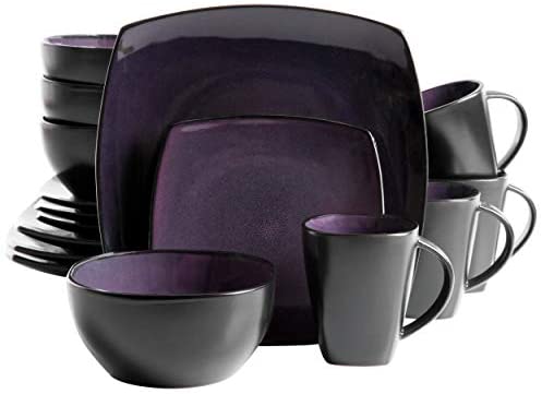 Gibson Soho Lounge Dinnerware set, Square, Purple