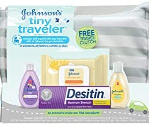 Johnson's Tiny Traveler Baby Gift Set, Baby Bath and Skin Care Essentials, TSA-Compliant, 5 Items