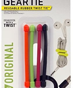 Nite Ize Original Gear Tie, Reusable Rubber Twist Tie, 3-Inch, Assorted Colors, 4 Pack, Made in the USA