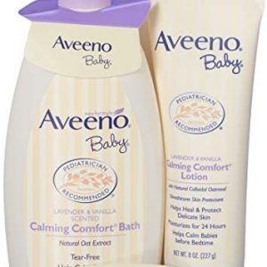 Aveeno Baby Calming Comfort Bath & Lotion Set, Baby Skin Care Products with Natural Oat Extract, Lavender & Vanilla, 2 Items