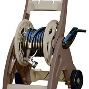 Suncast JSF175 175 ft Hosemobile Reel Cart Hose Caddy with Large Easy to Grip Crank for Garden, Lawn, and Patio, 175', Bronze and Taupe