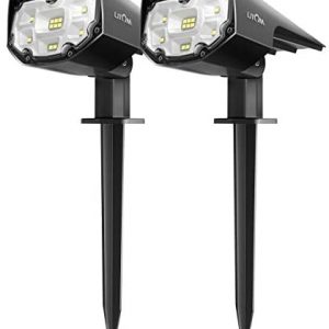 LITOM 12 LEDs Solar Landscape Spotlights, IP67 Waterproof Solar Powered Wall Lights 2-in-1 Wireless Outdoor Solar Landscaping Light for Yard Garden Driveway Porch Walkway Pool Patio (Cold White)