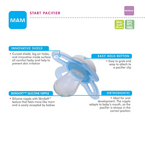 MAM Newborn Essentials "Feed & Soothe" Set (6-Piece), Easy Start Anti-Colic Baby Bottles, 0-2 Month Pacifier, Baby Shower Gifts for Baby Girl, Purple