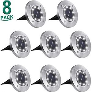 Aogist Solar Ground Lights,8 LED Garden Lights Waterproof Patio Outdoor Light with Light Sensor for Lawn,Pathway,Yard,Driveway,Step and Walkway (8 Pack White)