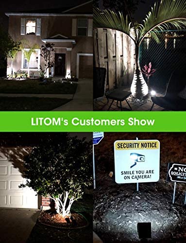 LITOM 12 LEDs Solar Landscape Spotlights, IP67 Waterproof Solar Powered Wall Lights 2-in-1 Wireless Outdoor Solar Landscaping Light for Yard Garden Driveway Porch Walkway Pool Patio (Cold White)