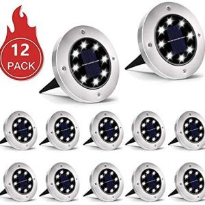 INCX Solar Ground Lights, 12 Packs 8 LED Solar Garden Lamp Waterproof In-Ground Outdoor Landscape Lighting for Patio Pathway Lawn Yard Deck Driveway Walkway White