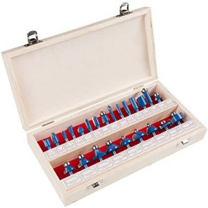 Router Bit Set- 24 Piece Kit with ¼” Shank and Wood Storage Case By Stalwart (Woodworking Tools for Home Improvement and DIY)