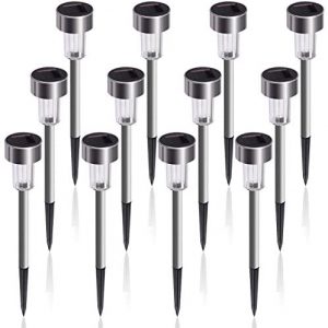 GIGALUMI Solar Lights Outdoor Garden Led Light Landscape/Pathway Lights Stainless Steel-12 Pack…