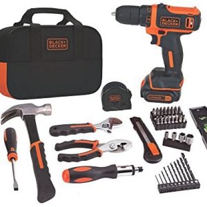 BLACK+DECKER 12V MAX Drill & Home Tool Kit, 60-Piece (BDCDD12PK)