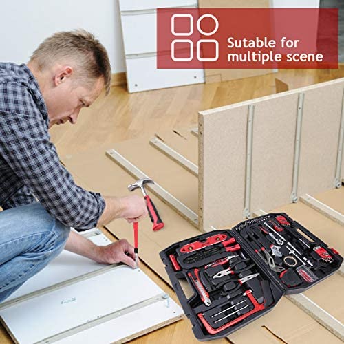 Meterk 170 Pcs Home Tool Kit- Household/Auto Repair Mechanic Tool Set with Wrenches, Screwdriver Set, Sockets Kit, Hammer, Pliers and Toolbox Storage Case for Homeowner, DIYER, Handyman