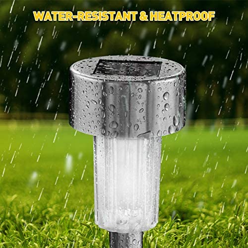 Solar Lights Outdoor, 12Pack Stainless Steel Outdoor Solar Lights - Waterproof, LED Landscape Lighting Solar Powered Outdoor Lights Solar Garden Lights for Pathway Walkway Patio Yard & Lawn-Cool White