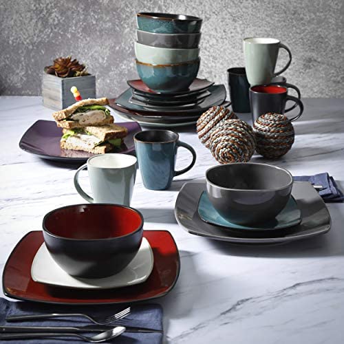 Gibson Soho Lounge Dinnerware set, Square, Purple