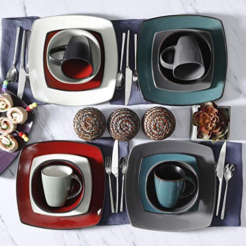 Gibson Soho Lounge Dinnerware set, Square, Purple