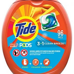 Tide PODS Laundry Detergent Liquid Pacs, Clean Breeze Scent, HE Compatible, 96 Count (Packaging May Vary)