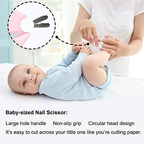 YIVEKO Baby Nail Kit, 4-in-1 Baby Nail Care Set with Cute Case, Baby Nail Clipper, Scissors, Nail File & Tweezers, Baby Manicure Kit and Pedicure kit for Newborn, Infant, Toddler, Kids-Owl Pink