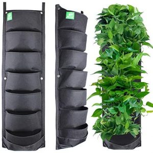 Meiwo New Upgraded Deeper and Bigger 7 Pocket Hanging Vertical Garden Wall Planter for Yard Garden Home Decoration