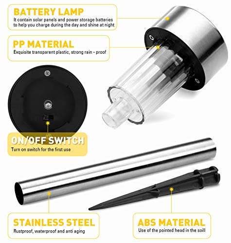 Solar Lights Outdoor, 12Pack Stainless Steel Outdoor Solar Lights - Waterproof, LED Landscape Lighting Solar Powered Outdoor Lights Solar Garden Lights for Pathway Walkway Patio Yard & Lawn-Cool White