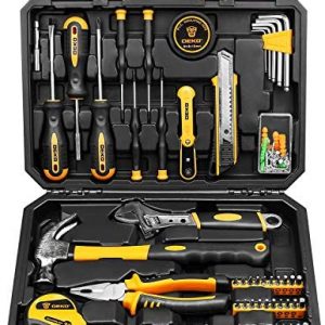 DEKOPRO 100 Piece Home Repair Tool Set,General Household Hand Tool Kit with Plastic Tool Box Storage