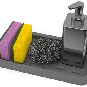 GOOD TO GOOD Silicone Sponges Holder - Kitchen Sink Organizer Tray for Sponge, Soap Dispenser, Scrubber and Other Dishwashing Accessories