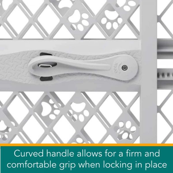 North States MyPet Paws 40" Portable Pet Gate: Expands & Locks in Place with no Tools. Pressure Mount. Fits 26"- 42" Wide (23" Tall, Light Gray) (8871)