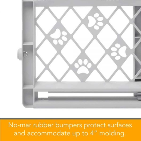 North States MyPet Paws 40" Portable Pet Gate: Expands & Locks in Place with no Tools. Pressure Mount. Fits 26"- 42" Wide (23" Tall, Light Gray) (8871)