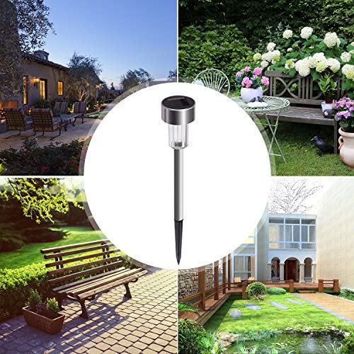 Solar Lights Outdoor, 12Pack Stainless Steel Outdoor Solar Lights - Waterproof, LED Landscape Lighting Solar Powered Outdoor Lights Solar Garden Lights for Pathway Walkway Patio Yard & Lawn-Cool White