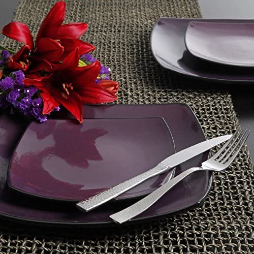 Gibson Soho Lounge Dinnerware set, Square, Purple