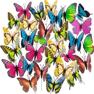 Butterfly Stakes, 50pcs 11.5inch Garden Butterfly Ornaments, Waterproof Butterfly Decorations for Indoor/Outdoor Yard, Patio Plant Pot, Flower Bed, Christmas Decoration