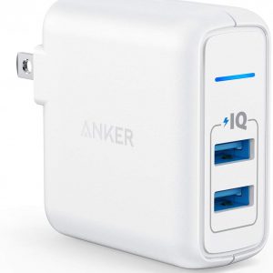 USB Charger, Anker Elite Dual Port 24W Wall Charger, PowerPort 2 with PowerIQ and Foldable Plug, for iPhone 11/Xs/XS Max/XR/X/8/7/6/Plus, iPad Pro/Air 2/Mini 3/Mini 4, Samsung S4/S5, and More