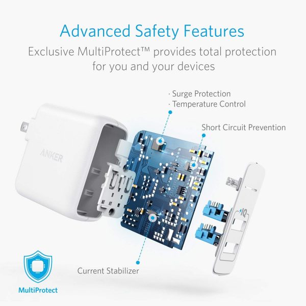 USB Charger, Anker Elite Dual Port 24W Wall Charger, PowerPort 2 with PowerIQ and Foldable Plug, for iPhone 11/Xs/XS Max/XR/X/8/7/6/Plus, iPad Pro/Air 2/Mini 3/Mini 4, Samsung S4/S5, and More