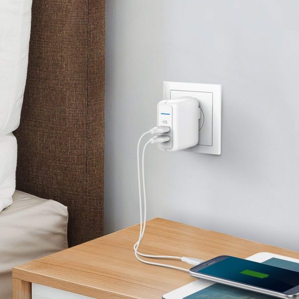 USB Charger, Anker Elite Dual Port 24W Wall Charger, PowerPort 2 with PowerIQ and Foldable Plug, for iPhone 11/Xs/XS Max/XR/X/8/7/6/Plus, iPad Pro/Air 2/Mini 3/Mini 4, Samsung S4/S5, and More