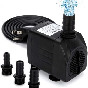 GROWNEER 550GPH Submersible Pump 30W Ultra Quiet Fountain Water Pump, 2000L/H, with 7.2ft High Lift, 3 Nozzles for Aquarium, Fish Tank, Pond, Hydroponics, Statuary