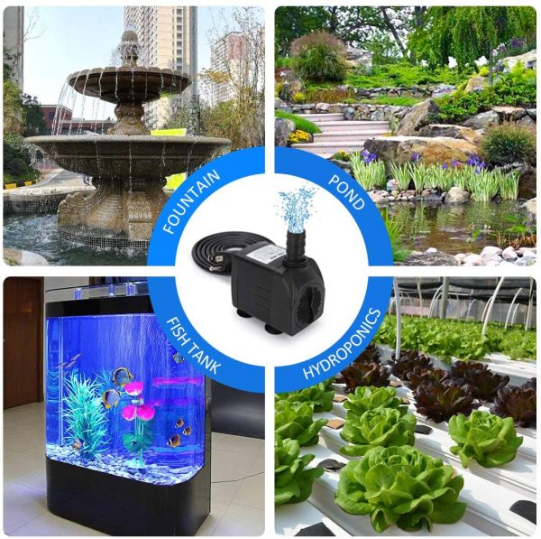 GROWNEER 550GPH Submersible Pump 30W Ultra Quiet Fountain Water Pump, 2000L/H, with 7.2ft High Lift, 3 Nozzles for Aquarium, Fish Tank, Pond, Hydroponics, Statuary