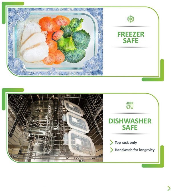 Prep Naturals Glass Meal Prep Containers - Food Prep Containers with Lids Meal Prep - Food Storage Containers Airtight - Lunch Containers Portion Control Containers Bpa-Free (5 Pack,30 Ounce)