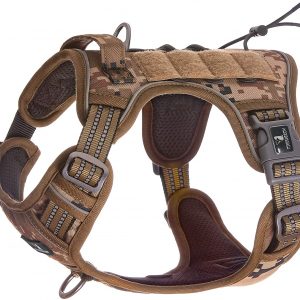 FIVEWOODY Tactical Dog Training Harness No Pulling Front Clip Leash Adhesion Reflective K9 Pet Working Vest Easy Control for Small Medium Large Dogs
