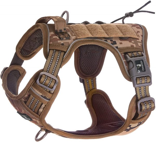FIVEWOODY Tactical Dog Training Harness No Pulling Front Clip Leash Adhesion Reflective K9 Pet Working Vest Easy Control for Small Medium Large Dogs