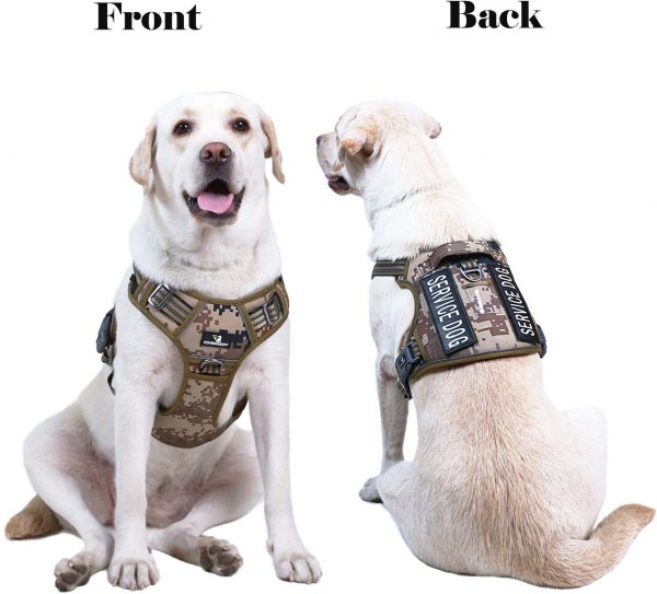 FIVEWOODY Tactical Dog Training Harness No Pulling Front Clip Leash Adhesion Reflective K9 Pet Working Vest Easy Control for Small Medium Large Dogs