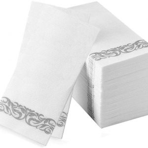 Hand Towels Disposable Cloth Like Guest Towels Linen Feel Airlaid Paper Dinner Napkins for Luncheon Dining Room Table Banquet Wedding Reception Party Events Nice Elegant Decorative Bulk Silver 300Pack