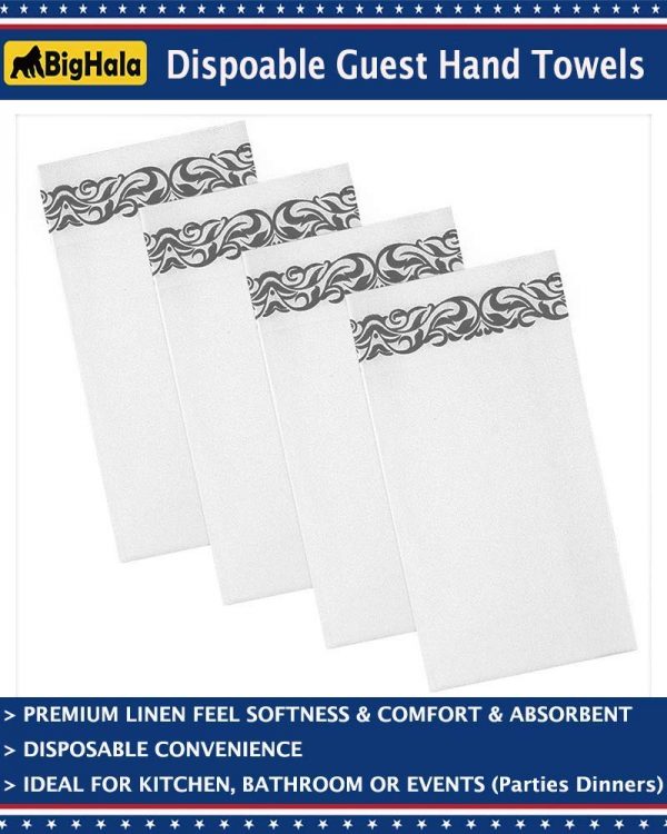 Hand Towels Disposable Cloth Like Guest Towels Linen Feel Airlaid Paper Dinner Napkins for Luncheon Dining Room Table Banquet Wedding Reception Party Events Nice Elegant Decorative Bulk Silver 300Pack