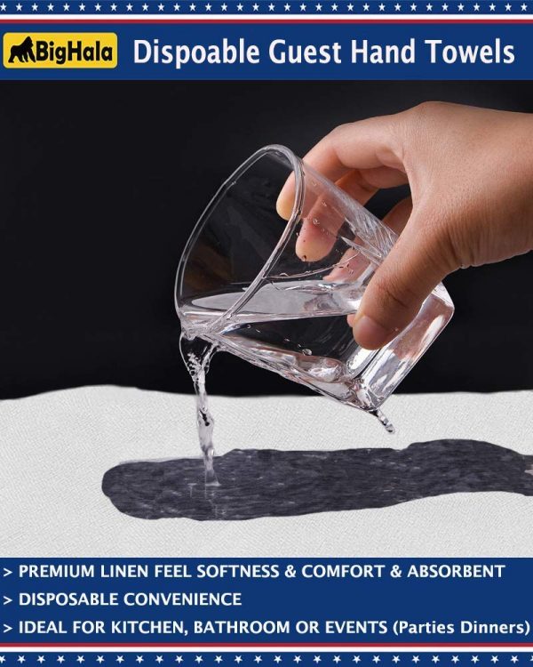 Hand Towels Disposable Cloth Like Guest Towels Linen Feel Airlaid Paper Dinner Napkins for Luncheon Dining Room Table Banquet Wedding Reception Party Events Nice Elegant Decorative Bulk Silver 300Pack