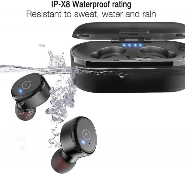 TOZO T10 Bluetooth 5.0 Wireless Earbuds with Wireless Charging Case IPX8 Waterproof TWS Stereo Headphones in Ear Built in Mic Headset Premium Sound with Deep Bass for Sport Black