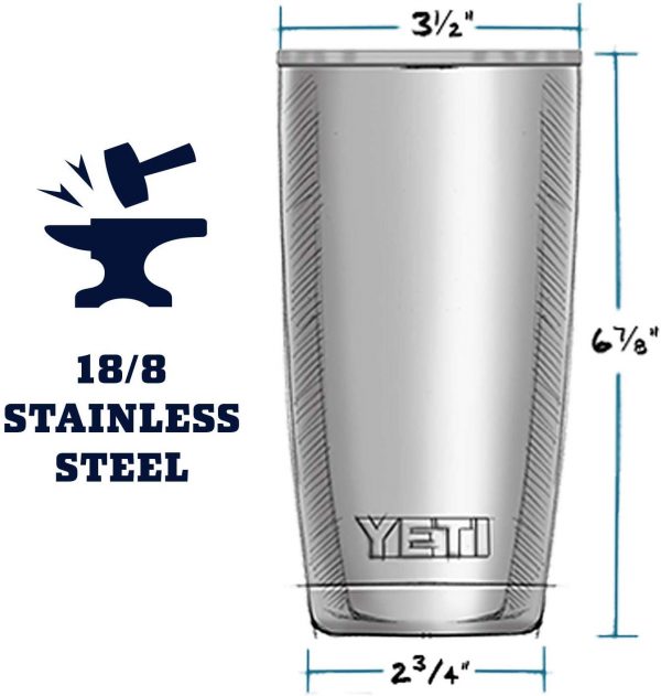 YETI Rambler 20 oz Tumbler, Stainless Steel, Vacuum Insulated with MagSlider Lid